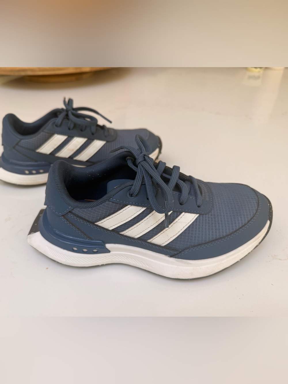 adidas Kids Blue Sneakers with White Stripes